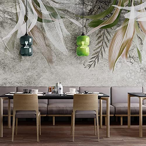 Feuilles Vertes De La Forêt Tropicale Tropicale Abstraite Rétro Papier Peint Mural Papier Peint De Fond Décoration Industrielle Décoration De La Chambre À Coucher Pa 140 (largeur) x 70 (hauteur) cm
