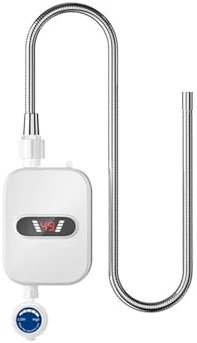 LEprem Chauffe-Eau électrique sans réservoir Chauffe-Eau Instantané en Acier Inoxydable 304, avec Mise Hors Tension Automatique, Étanche, Numérique LCD pour Cuisine sous évier, Douche Domestique