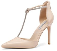 QUEEN HELENA Scarpe Eleganti con Tacco a Spillo Décolleté con Strass Donna K3217 (Nude Pu, Sistema Taglie Calzature EU, Adulto, Donna, Numero, Media, 37)