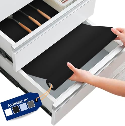 Linda's Essentials Revêtements de tiroirs de cuisine par Linda's Essentials (44,5 x 500 cm) – Revêtements de placard antidérapants pour étagère de cuisine, revêtements de réfrigérateur qui protègent c