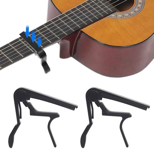 SEMINISMAR Capo Gitarre, Kapodaster Für Gitarre, 2 Stücke, Schwarz, Metall, Silikon, Kompakt