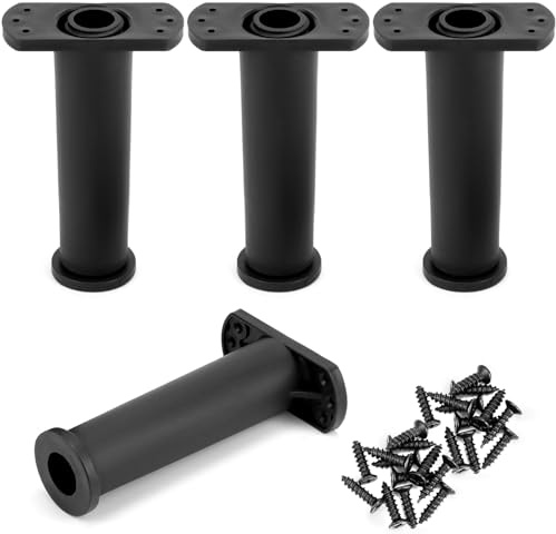 QWORK® 4er Set Höhenverstellbare Möbelfüße mit Sockel - Höhe 15cm bis 25cm, Durchmesser 3,8cm - Ideal für Betten, Sofas und mehr