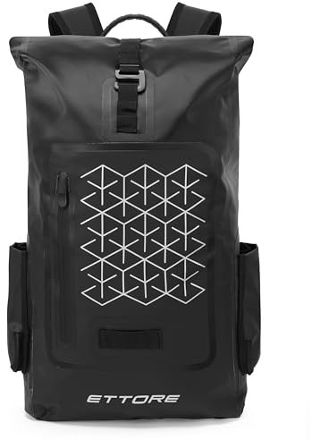 Ettore Fahrradrucksack 100% Wasserdicht Dry Bag Roll Top – Schwarz – Echo – 30L