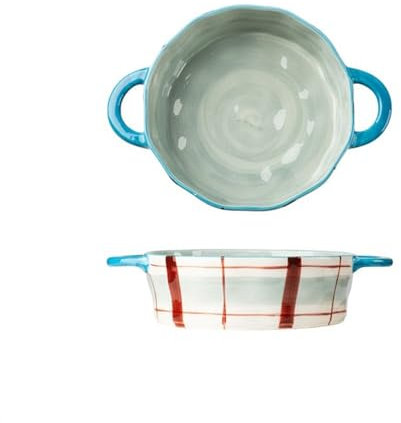 SDA287MZ Hornear Lasaña Plato for Hornear de cerámica de Gran Capacidad, 560ML, Hornear en Casa, tazón de arroz, ensaladera, Plato de Sopa Plato para lasaña(Blue,970ml)