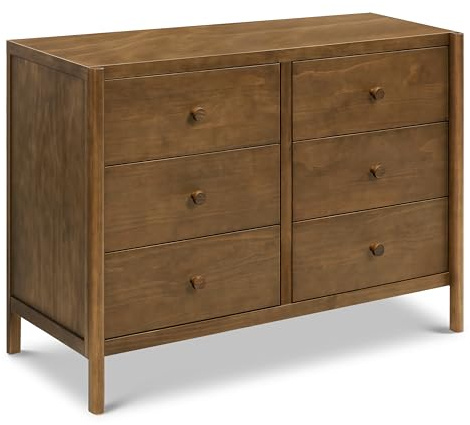Davinci Birdie 6-Drawer Dresser with 9+ inch Drawer Extension in Walnut, GREENGUARD Gold Certified
