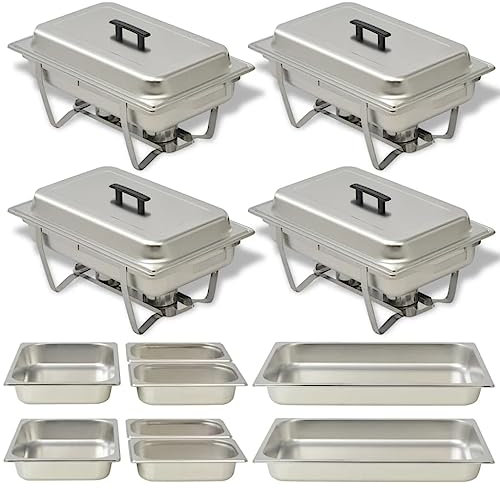 4 Piece Chafing Dish Set Stainless Steel