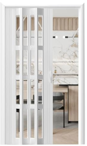 Akkordeon-Tür, 203,2 cm Höhe, mehrfach gefaltete Innentüren für Schrank, Büro, Hotel und Restaurants, inklusive Montagezubehör und Schloss, Falttür (198,1 x 203,2 cm)