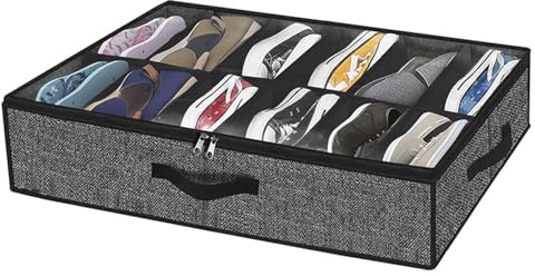 Cómoda para debajo de la cama para zapatos con tapa transparente - Plegable debajo de la cama Organizador de zapatos, bolsa de almacenamiento de zapatos, caja fuerte para almacenamiento de zapatos con
