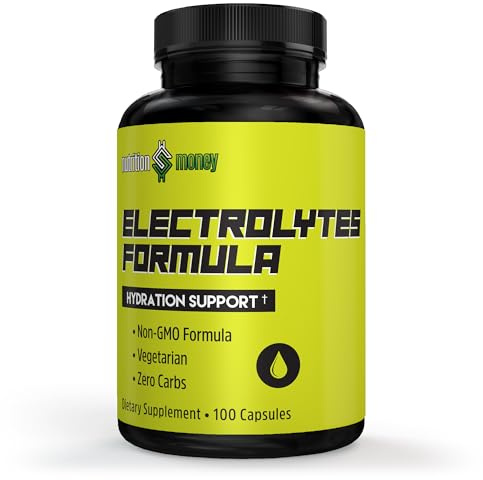 NutritionMoney Electrolyte Premium Hydration Supplement – Sugar Free, Zero Carbs, Non-GMO, Zero Calories, Keto-Friendly, Supports Carnivore Diet, Optimal Rehydration Electrolytes Capsules - 100 Count