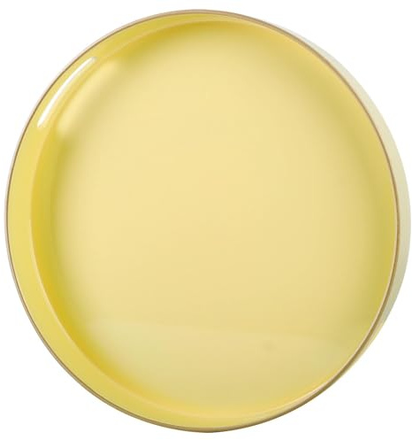 Simmer StRound Kunststofftablett, dekorativ, rund, Kunststoff mit Griffen, moderner Schminktisch und Servieren für Ottomane, Couchtisch, Küche und Bad, Größe 33 cm, Milchgelb