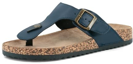 JOMIX Infradito Uomo con Fibbia, Suola in Sughero e Design a Punta, Sandali Estivi Comodi per la Spiaggia e il Tempo Libero MCI250209 (Navy,42)