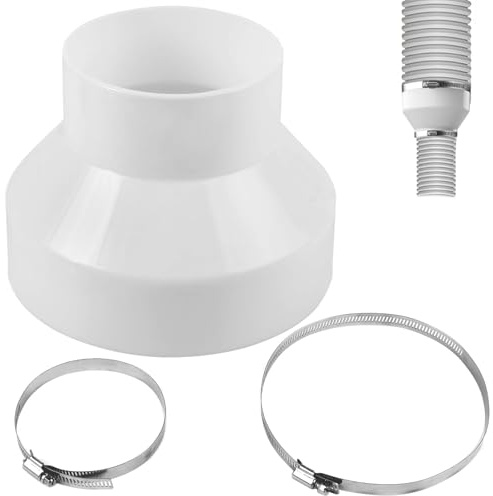150mm-100mm/6-4 in Round Ducting Reducer with 2 Stainless Hose Clips, Circular Air Duct Reducing Adapter, HVAC Pipe Reduction Connector Fitting for Extractor Fans, Cooker Hood,Tumble Dryer Ventilation