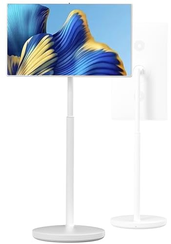 SHENGSHIYU 4K Téléviseur Portable 32, TéLé Portable sur Roulette pour Visioconférences, Inclinaison/Pivotage Télévision Mobile Casting D'écran, Tableau Blanc NuméRique, TéLéCommande,8+256G