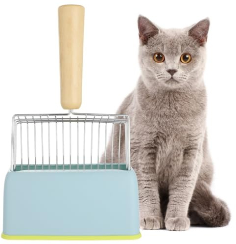Streuschaufel mit Halter, Buchenholzgriff und Bauchmuskelständer für Katzenbox Reinigung