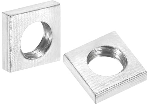 sourcing map 10 tuercas cuadradas M5 x 8 mm x 2 mm, acero al carbono, chapado en zinc, tuercas cuadradas de rosca gruesa para reparaciones del hogar e ingeniería profesional, color plateado