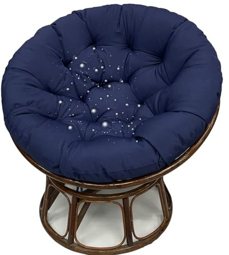 JORTUIO Wasserdicht Sitzkissen Rundes Papasansessel Kissen Hängesessel Bodenkissen Kissen für Schwenksessel, Korbsessel Outdoor/Indoor Gartenmöbel Sitzauflage Auflage(Navy Blue,130x130cm)