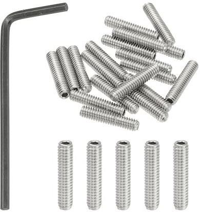 PATIKIL Tornillos prisioneros de cabeza hueca #8-32x3/4 con punta cónica, 20 Pcs acero inoxidable 304 con llave hexagonal para manijas de puertas y accesorios de baño