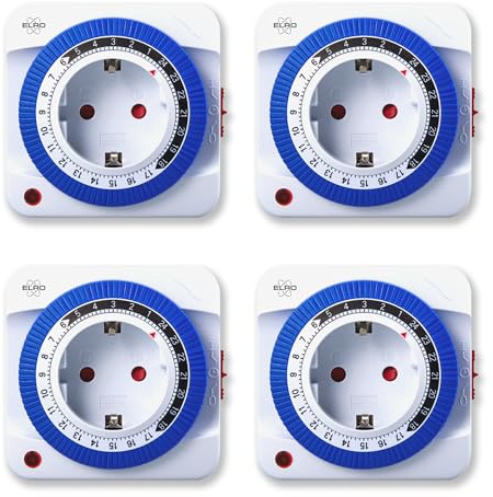 4-Pack ELRO TI1000 Mechanische Zeitschaltuhr | Kompakt |15 Minuten Schaltzeit | Bis zu 3600W | Innenbereich
