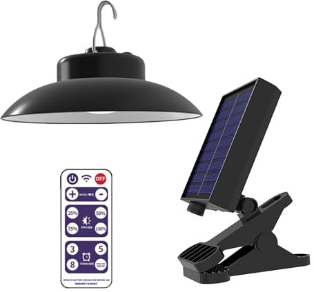 Illuminazione per ombrellone – Lampade da esterno impermeabili a energia solare con clip | Illuminazione a LED ricaricabile per giardino, tende da spiaggia, campeggio, terrazza e feste all'aperto |