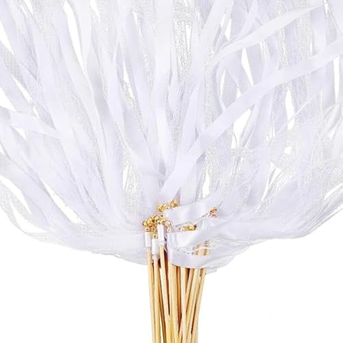 Wedding Wands, 50 Stück Wedding Wands mit Glocke, Zauberstäbe Hochzeit Luftschlangen, Romantic Seidenfeenstab für Hochzeiten Geburtstage Partys Feiertagsfeiern Verwendet Weihnachten