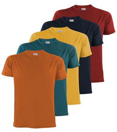 ALPIDEX Mens T-Shirts S-5XL Multipack 5 Basic Crew Neck 100% Cotton Casual | 175 g/m², Short Sleeve, Straight Fit, OEKO-TEX, Breathable, Machine Washable, Casual, Sport, Work, Basic, 100% Cotton