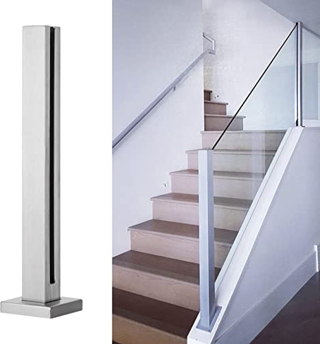 Palo per ringhiera in acciaio inox per balconi e scale, ponte argentato per pannelli in vetro/legno/plastica, uso interno ed esterno, perfetto per piattaforme e ponti