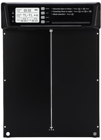 Fockety Automatische Hühnerstalltür mit Solarantrieb, Hühnerstalltür aus Aluminiumlegierung mit Zeitschaltuhr und Lichtsensor, Hühnerstalltüröffner