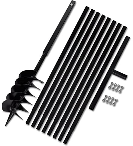 Generisch Handerdbohrer Rasenlüfter 2 In 1 Erdlochbohrer, Abziehbar Sie Garten Auger Bohrer Bit,Erdlochbohrer Zum Löcher Graben, Für Bäume, Grabungswerkzeug Zum Pflanzen-Schwarz 150 mm||9 m