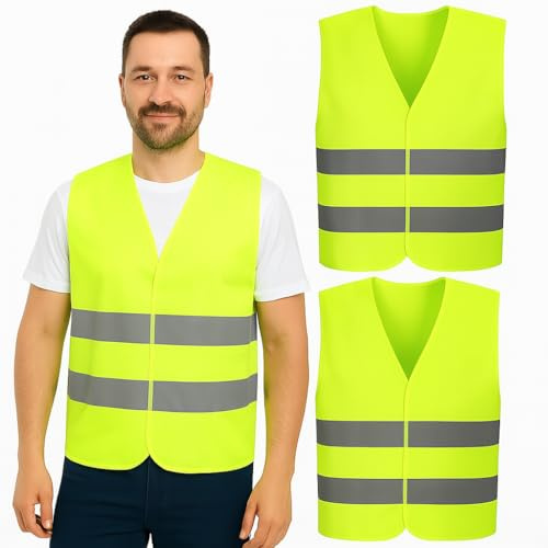 Kinka Modas Kit 2 Chalecos Reflectantes de Seguridad Homologados, Alta Visibilidad para Conductor, Emergencias y Trabajadores