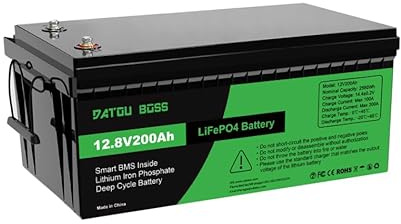 DATOUBOSS 12V 200Ah LiFePO4 Batterie, 2560Wh Lithium Akku mit Verbessertes 200A BMS, 10000-15000 Tiefe Zyklen, Unterstützung in Serie/Parallelschaltung, für Wohnmobil, Solarpanel, Marine, Haushalt