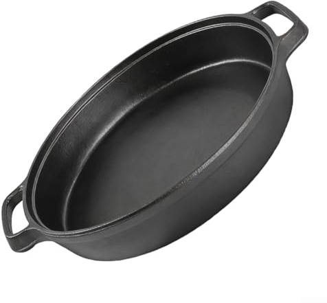 Cast Iron Padella per arrostire e saltare, piastra di cottura per fonderia, naturale antiaderente per l'avviamento, bistecca in ghisa per induzione, barbecue a gas, barbecue (25 cm)