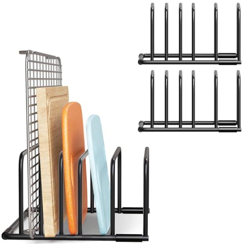 hunwutef 2er Pack Schneidebrett Halter, Schneidebrett Ständer mit 5 Schlitze, Schneidebrett Organizer für Küchenarbeitsplatte, Platzsparend, Stabil & Anti-Kipp Design