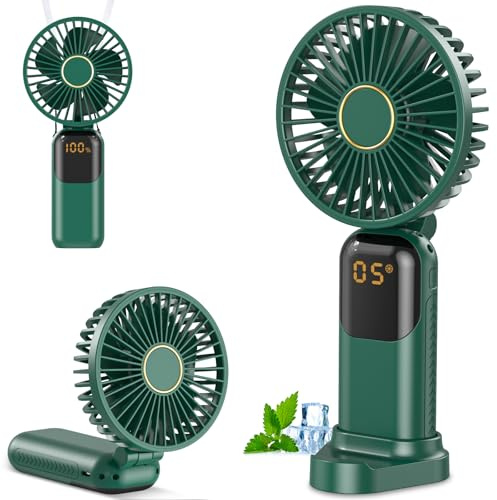 Handheld Fan Rechargeable, Portable Mini Fan Handheld with 5 Speeds 5000mah, Electric USB Small Hand Held Fans, Powerful Personal Fan Foldable Fans for Outdoor Office Travel Camping School Home