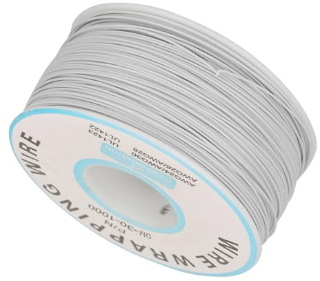 Aolidsive Cable Eléctrico de Cobre Estañado 30AWG, Cable de Envoltura de Alambre de un Solo Núcleo de 0,25 Mm para Soldadura de PCB, de Puente de Placa de Prueba Electrónica, 200 M, (WHITE)