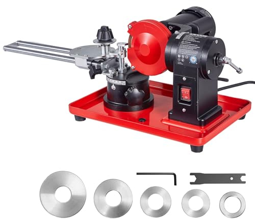 VEVOR Cirkulär sågknivslipare 370 W slipmaskin 80–700 mm elektriska cirkelsågblad för slipning 2 890 varv/min med slipskiva 125 mm, 6 centreringscentra varav 10 mm förinstallerad