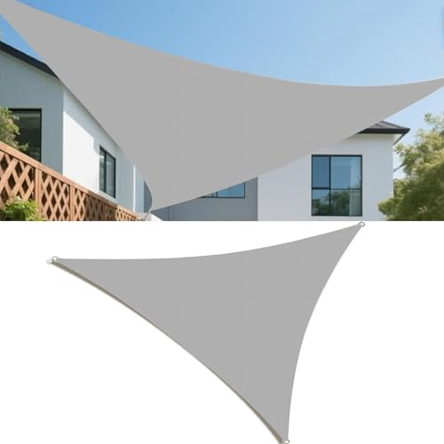 Tenda a Vela Parasole 6x6x8.5M Vele Ombreggianti Impermeabile Triangolare Vele Parasole da Giardino Protezione Solare Schermo UV con funi di Tensione per Terrazze Balconi Grigio chiaro