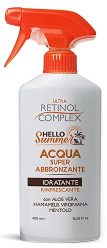 Retinol Complex Hello Summer Agua Super Bronceadora, Hidratante y Refrescante, con Aloe Vera y Mentol, 400 ml