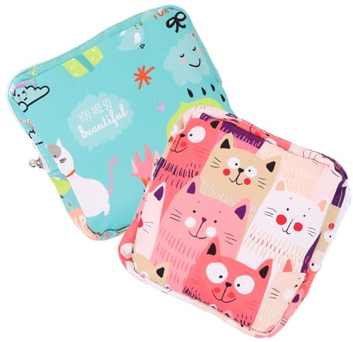 DRESSOOS Custodia per Assorbenti Igienici da Viaggio 2 Pezzi in Cotone Chiusura Zip Resistente per Protezione della Privacy e Utilizzo Femminile Stili multipli