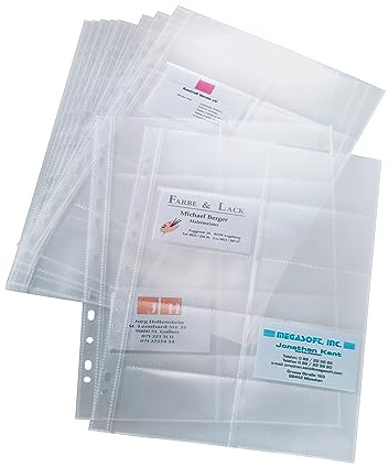 SIGEL VZ351 Buste per portabiglietti da visita ad anelli, doppia fila, A4, 10 pz