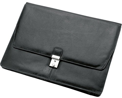 ALASSIO 41021 - collegemapp TISSANO A4, konferensmapp från Nappaläder, dokumentmapp i svart, dokumentmapp låsbar, konferensväska med stort huvudfack, mapp ca 28 x 39 x 2 cm