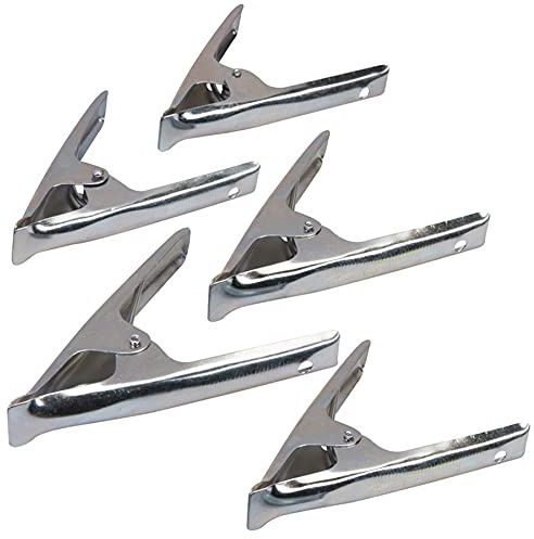 Dapetz ® 6 Inch Metal Spring Clamps 5 Pieces for Woodwork - Rust Proof Market Stall Tarp Clips Clamps 50mm Jaw Capacity - Metal Clips All Steel Construction 150mm Length