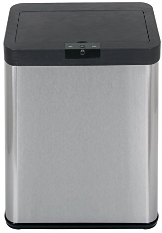 Echtwerk Sensor-Abfalleimer, Touchless Abfalleimer, elektrischer Müllbehälter, Infrarot Bewegungssensor, Soft Close Funktion, Korpus aus Edelstahl, Fassungsvermögen 48 Liter, Schwarz