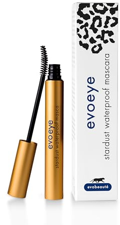 EVOBEAUTÉ evoeye Stardust waterproof Mascara 6 ml I wasserfeste Mascara mit Diamantstaub I Augen Make-up für maximales Volumen in brillantschwarz