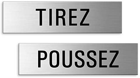 Plaques Tirez Poussez 150x40 mm Lot de 2 Aluminium brossé Aspect Acier inox