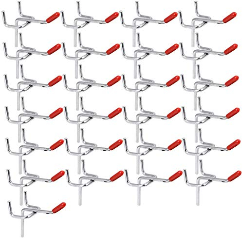 KBNIAN 25 Pezzi Ganci per Pannello Forato 50mm Ganci in Metallo per Pannello Forato per Espositore Ganci per Pannelli Porta Attrezzi Forati Pannello per Appendere Attrezzi per Negozi, Garage