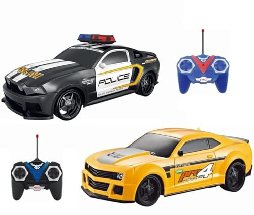Toy Galaxy RC Police Car & Racing Sports Car 1:24 Scale Remote Control Police Chase Fun | Two Players Can Play Together