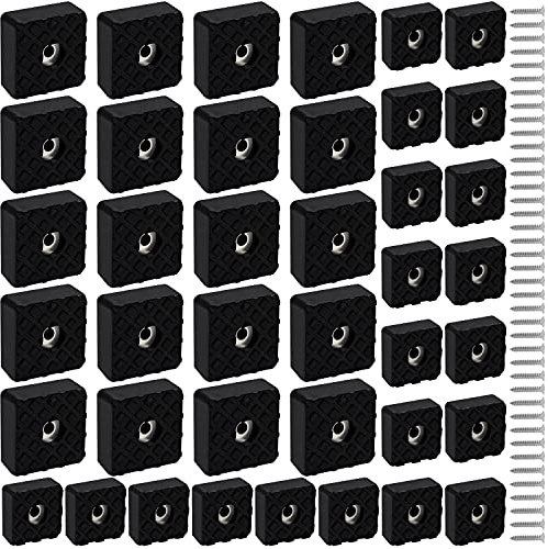 Belle Vous Schwarze Antirutsch Pads Möbel Eckig mit Schrauben (40er Pack) - 22 mm & 30 mm - Hochwertige Gummifüße Schraubbar Anti Rutsch & Anti Slip Pads - Stuhl & Tischfüße für Teppich & Hartholz