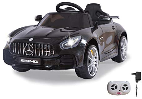 JAMARA 460548 Ride-on Mercedes-Benz AMG GT R 2,4GHz 12V-2-Gang, 2 Antriebsmotoren, leistungsstarker Akku, Ultra-Grip Gummiring am Rad, AUX-USB-Anschluss, Radio, LED-Scheinwerfer, schwarz