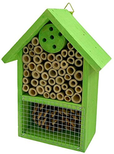 Rammento Hôtel à insectes en bois – Maison pour abeilles toit en bois pour attirer les insectes et les abeilles au jardin Vert