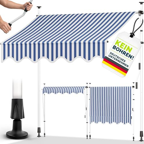 tillvex Klemmmarkise 400cm breit mit Handkurbel | Balkonmarkise ohne Bohren | Markise Balkon UV-beständig, wasserdicht & höhenverstellbar | Outdoor Sonnenschutz zum Klemmen für Terrasse & Garten